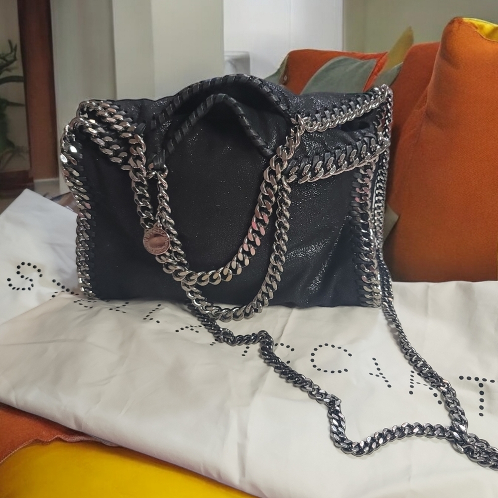 Stella McCartney Black Shaggy Deer Falabella Chain Crossbody Bag - Picture 3 of 16